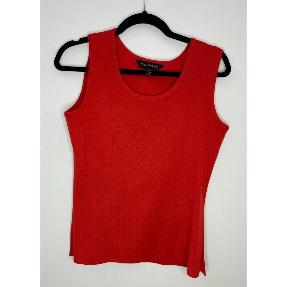 Ming Wang Floral Knit Jacket & Tank Top Set PS XS Red Off White Classy Mature - Picture 5 of 16